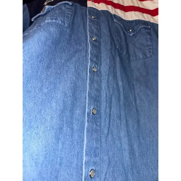 Ely Cattleman American Flag Rodeo Shirt Pearl Snap Western Wear LG Country USA - Picture 3 of 6